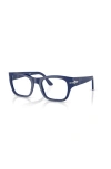 Persol 52mm Rectangle Optical Glasses In Blue