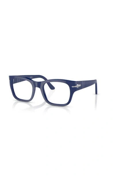 Persol 52mm Rectangle Optical Glasses In Blue