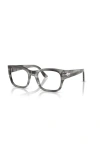 Persol 52mm Rectangle Optical Glasses In Metallic