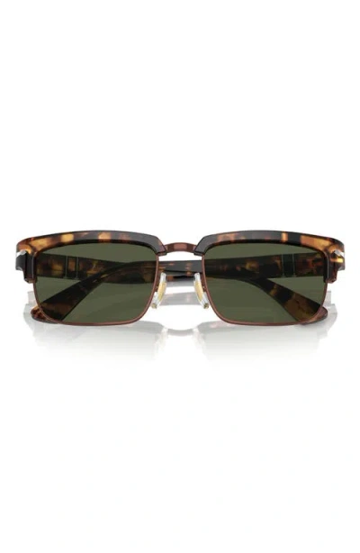 Persol 54mm Rectangular Sunglasses In Light Havana/green
