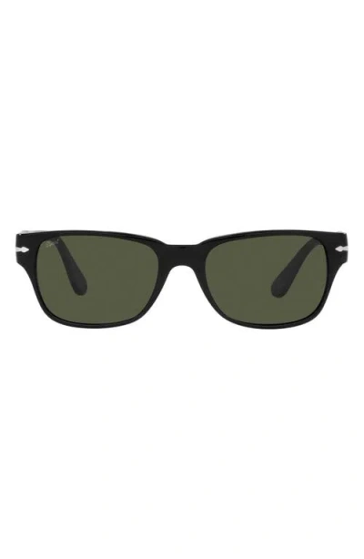Persol 55mm Rectangular Sunglasses In Black/green
