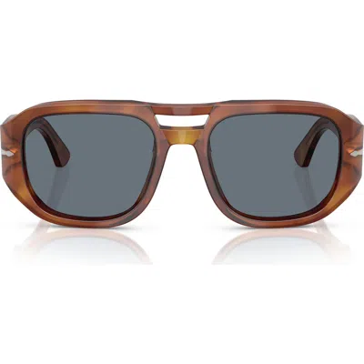Persol 56mm Pilot Sunglasses In Terra Di Siena/light Blue
