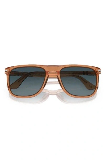 Persol 57mm Polarized Pilot Sunglasses In Transparent Brown/ Grey