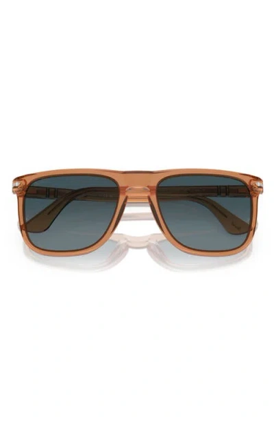 Persol 57mm Polarized Pilot Sunglasses In Transparent Brown/grey