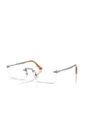Persol 57mm Rectangle Optical Glasses In Gray