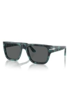 Persol 57mm Round Sunglasses In Blue Havana