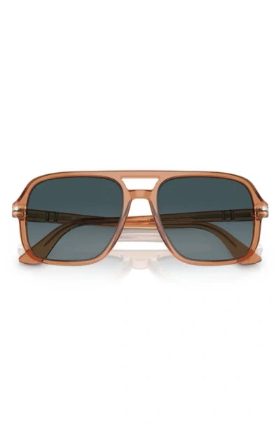 Persol 58mm Polarized Pilot Sunglasses In Transparent Brown/ Grey