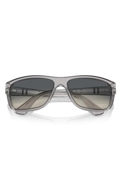 Persol 63mm Oversize Gradient Rectangular Sunglasses In Metallic