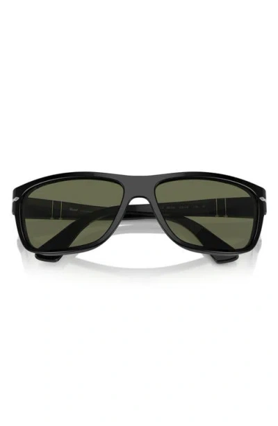 Persol 63mm Oversize Polarized Rectangular Sunglasses In Black