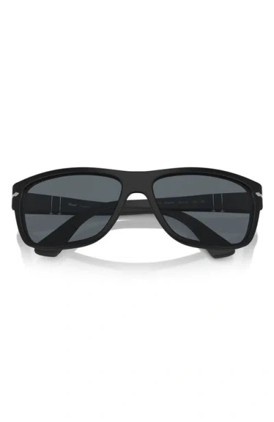 Persol 63mm Oversize Rectangular Sunglasses In Matte Black