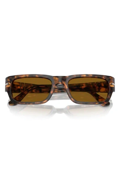 Persol Adrien 55mm Rectangular Sunglasses In Brown Havana