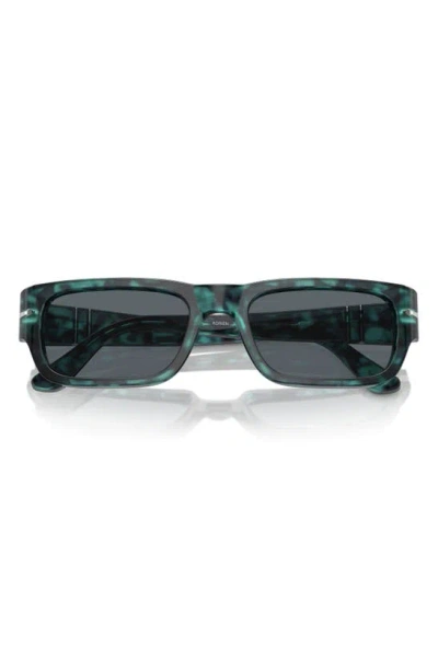 Persol Adrien 58mm Rectangular Sunglasses In Blue Havana