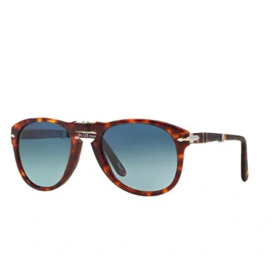 Pre-owned Persol Authentic  714 Sunglass Blue Polarized Steve Mcqueen Dark Havana 54mm In Polarized Blue Gradient