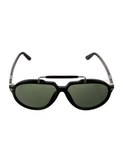 Pre-owned Persol Aviator Mirrored Sunglasses In Black