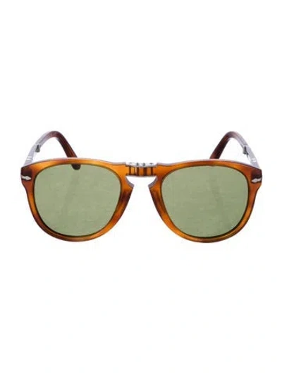 Pre-owned Persol Aviator Tinted Sunglasses In Brown