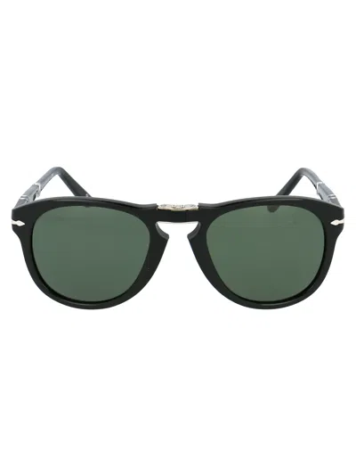 Persol Black Acetate Sunglasses In Green
