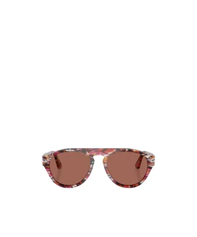 Persol Geometric Frame Sunglasses In Brown