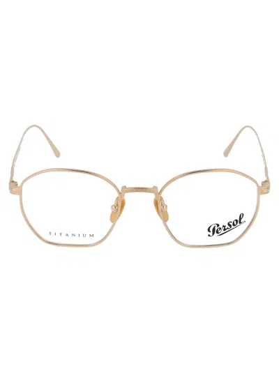 Persol Gold Titanium Optical Glasses In Brown