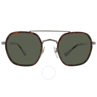 Persol Green Geometric Unisex Sunglasses Po2480s 513/58 50 In Green / Silver