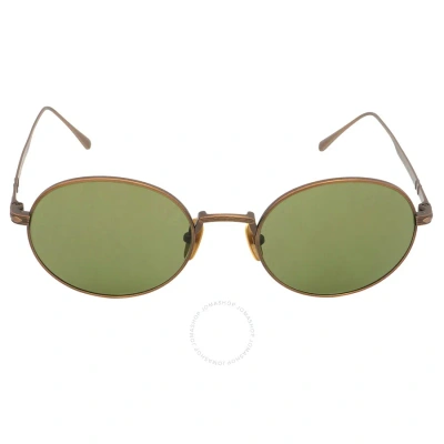 Persol Green Oval Titanium Unisex Sunglasses Po5001st 80034e 51 In Bronze / Green