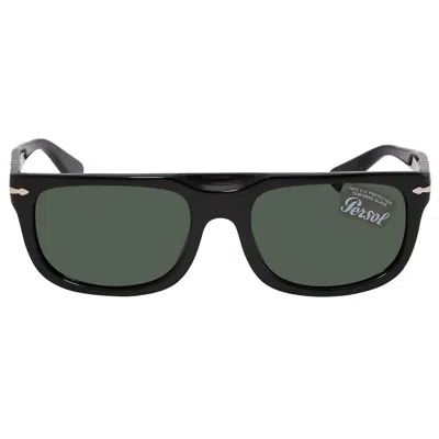 Persol Green Rectangular Men's Sunglasses Po3271s 95/31 55 In Black