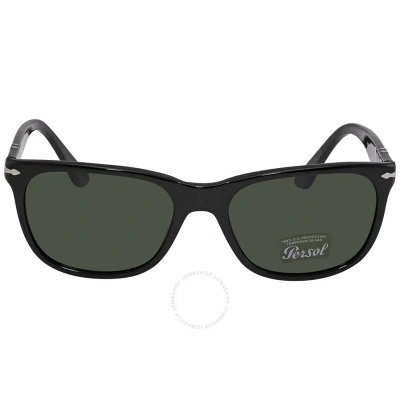 Persol Green Rectangular Men's Sunglasses Po3291s 95/31 57 In Black / Green