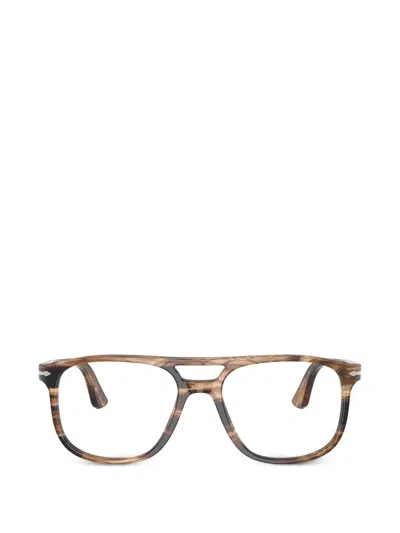 Persol Greta Striped Browline Glasses In Brown