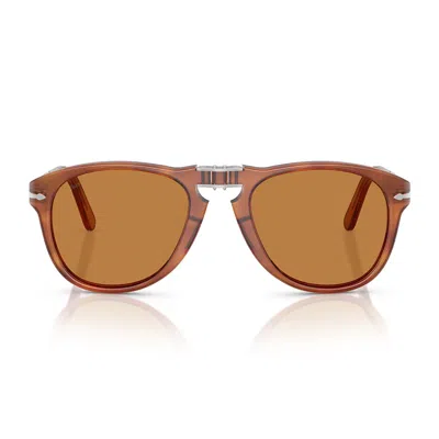 Persol Havana Po0714sm Steve Mcqueen Acetate Pilot Sunglasses In Brown