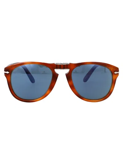 Persol Light Havana Crystal Blue Acetate Sunglasses In Brown