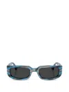 Persol Mel Striped Rectangle Sunglasses In Blue