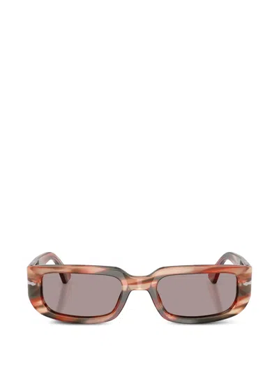 Persol Mel Striped Rectangle Sunglasses In Orange
