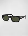 Persol Men's Acetate Rectangle Sunglasses In Black