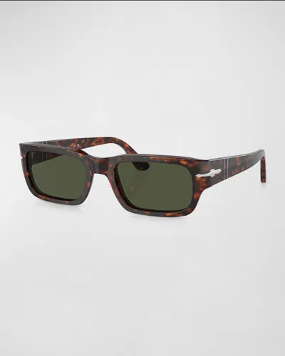 Persol Men's Acetate Rectangle Sunglasses In Havana/marrone