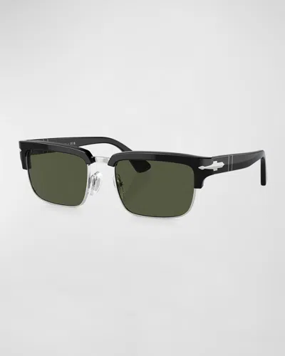 Persol Men's Adrien Acetate Rectangle Sunglasses In Green