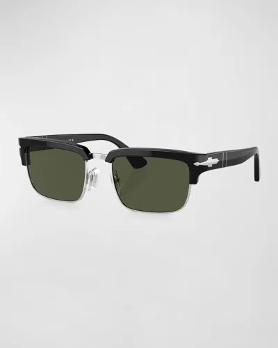 Persol Men's Adrien Acetate Rectangle Sunglasses In Black