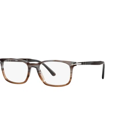 Persol Men's Square Eyeglasses, Po3189v In Striped Gray,gradient Brown