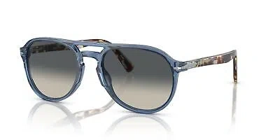 Pre-owned Persol Officina Po 3235s Clear Blue Navy/grey Shaded 55/20/145 Unisex Sunglasses In Gray