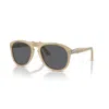 Persol Embossed Logo Tinted Sunglasses In Giallo Opalino Lenti Grigie