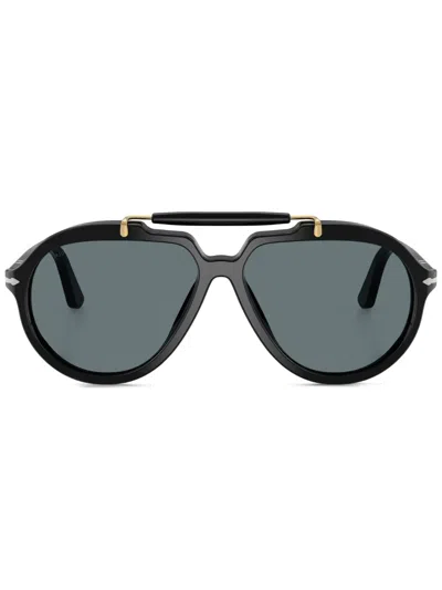 Persol Womens Black Po0202s Senna Pilot-frame Polarised Acetate Sunglasses