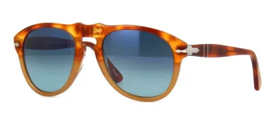 Pre-owned Persol Po 0649 Resina E Sale/blue Shaded Polarized (1025/s3) Sunglasses