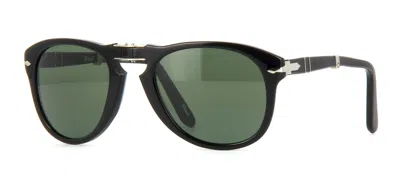 Pre-owned Persol Po 0714 Folding Black/crystal Grey Green (95/31) Sunglasses In Gray