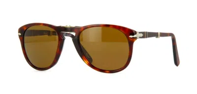 Pre-owned Persol Po 0714 Folding Havana/blue Shaded Polarized (24/s3) Sunglasses In Crystal Brown Polarized