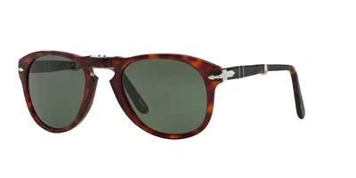Pre-owned Persol Po 0714 Havana/crystal Green 52/21/140 Unisex Sunglasses