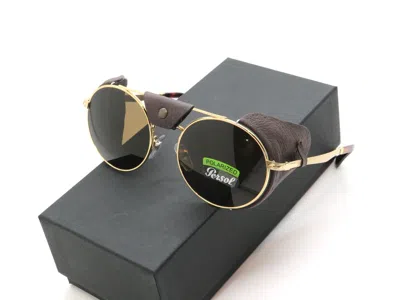 Pre-owned Persol Po 2496sz 1140/57 Gold-brown Leather/brown Polarized 52mm Sunglasses