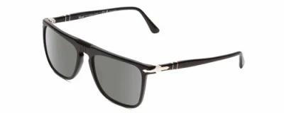 Pre-owned Persol Po 3225s Unisex Designer Sunglasses In Black Silver/polarized Green 56 Mm