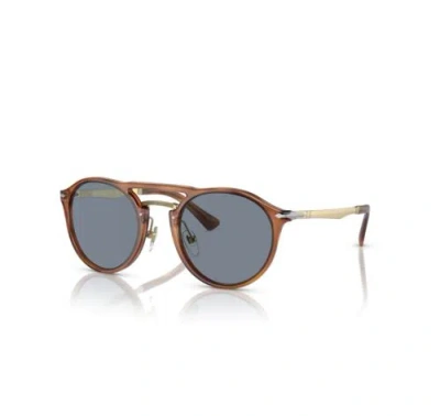Pre-owned Persol Po 3264s Regular Fit - Terra Di Siena With Light Blue Lenses