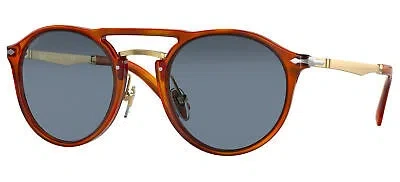 Pre-owned Persol Po 3264s Terra Di Siena/blue 50/22/140 Unisex Sunglasses