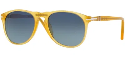 Pre-owned Persol Po 9649s Miele/blue Shaded Polarized (204/s3) Sunglasses