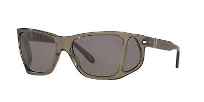 Pre-owned Persol Po0009 1103b1 Opal Smoke Dark Grey Irregular 57 Mm Men's Sunglasses In Gray