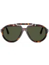 Persol Womens Black Po0202s Pilot-frame Acetate Sunglasses In 褐色